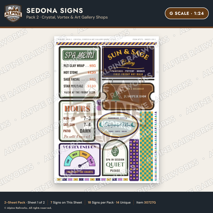 Alpine Railworks 30727G G Scale Tourist Signs - Sedona - Crystal