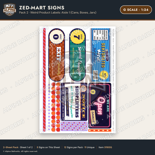 Alpine Railworks 31183G G Scale Grocery Store Signs - Funny Products