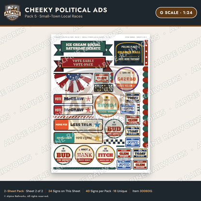 Alpine Railworks 30060G G Scale Cheeky Political Ads