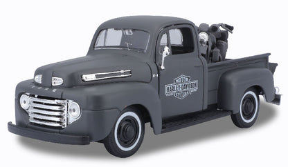 Maisto 32185BK 1/24 1948 Ford F-1 Pickup with Harley-Davidson