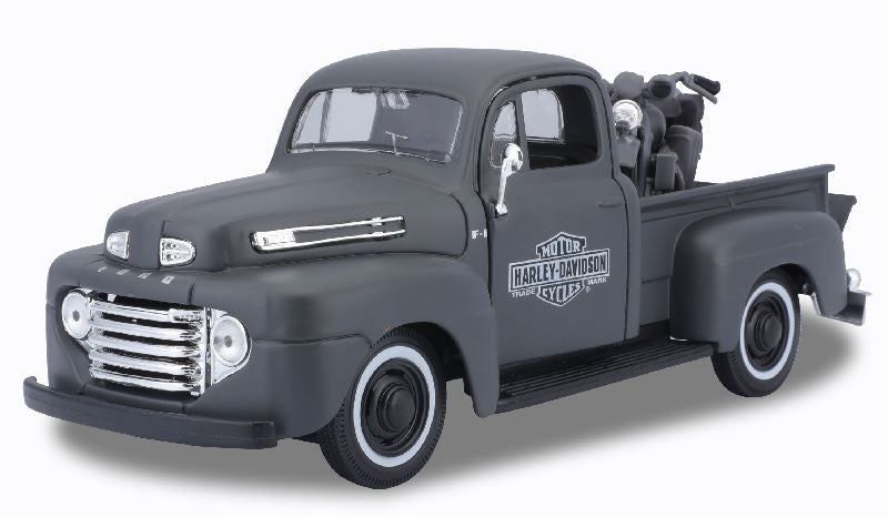 Maisto 32185BK 1/24 Scale Harley-Davidson - 1948 Ford F-1 Pickup Truck Hauling