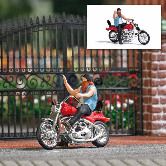 Busch 7861 HO Scale US Motorcycle with Biker Action Set