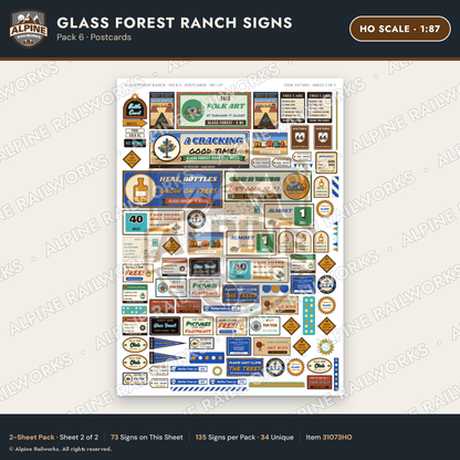Alpine Railworks 31073HO HO Scale Roadside Signs - Bottle Tree Ranch