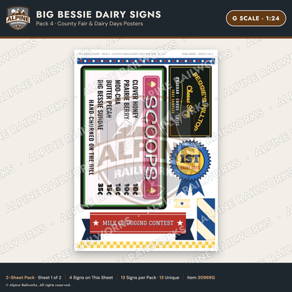 Alpine Railworks 30969G G Scale Roadside Signs - Giant Cow Dairy