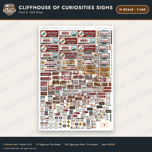 Alpine Railworks 31031N N Scale Roadside Signs - Curiosity House