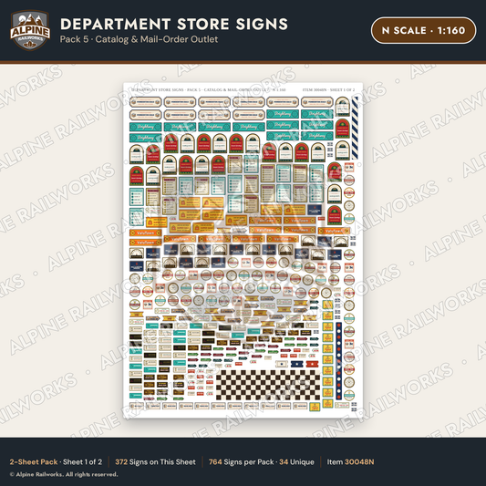 Alpine Railworks 30048N N Scale Department Store Signs - Catalog