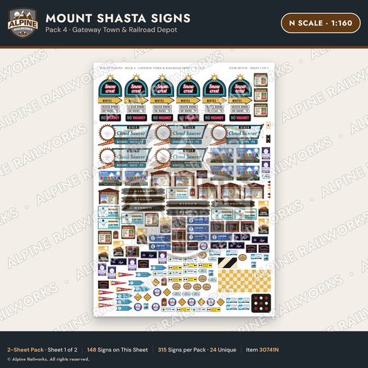 Alpine Railworks 30741N N Scale Tourist Signs - Mount Shasta
