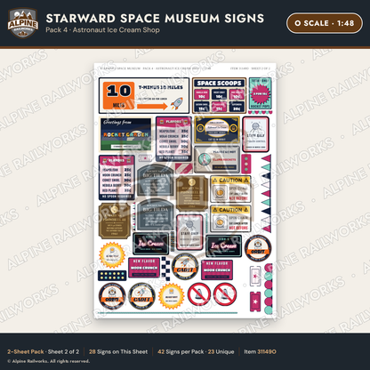 Alpine Railworks 31149O O Scale Roadside Signs - Space Museum