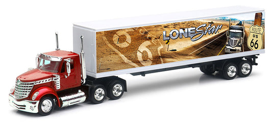 New Ray SS-16673B 1/43 Scale International Lonestar Semi Truck And Dry Van Trailer