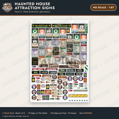 Alpine Railworks 30233HO HO Scale Haunted House Attraction Signs