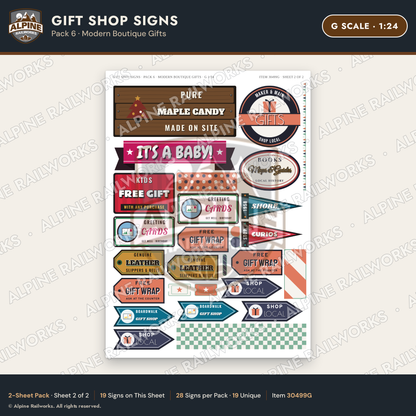 Alpine Railworks 30499G G Scale Gift Shop Signs