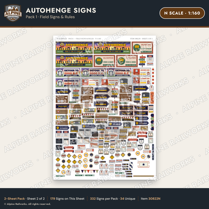 Alpine Railworks 30822N N Scale Roadside Attraction Signs - Car Henge