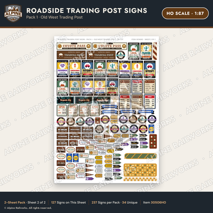 Alpine Railworks 30506HO HO Scale Roadside Trading Post Signs