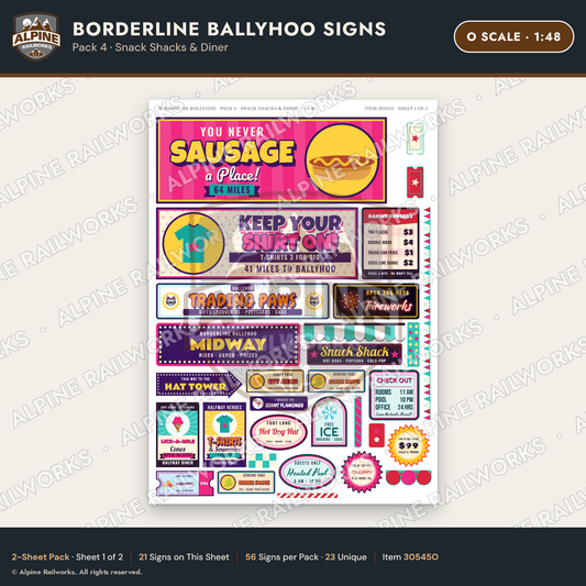 Alpine Railworks 30545O O Scale Roadside Signs - Border Tourist Stop