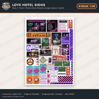 Alpine Railworks 30705O O Scale Love Hotel Signs