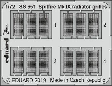 Eduard SS651 1/72 Spitfire Mk.IX Radiator Grilles for Eduard