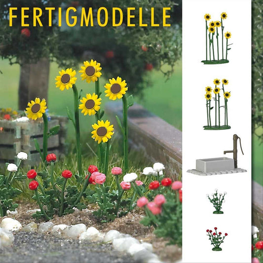 Busch 1232 HO Scale Sunflowers & Roses with Water Pump