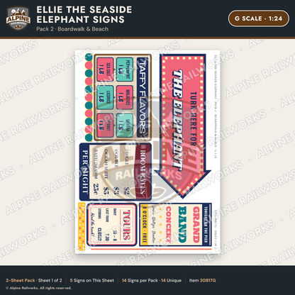 Alpine Railworks 30817G G Scale Roadside Signs - Elephant Building
