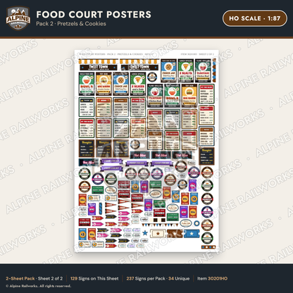 Alpine Railworks 30201HO HO Scale Food Court Posters - Pretzels