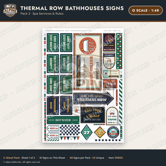 Alpine Railworks 31165O O Scale Roadside Signs - Hot Springs