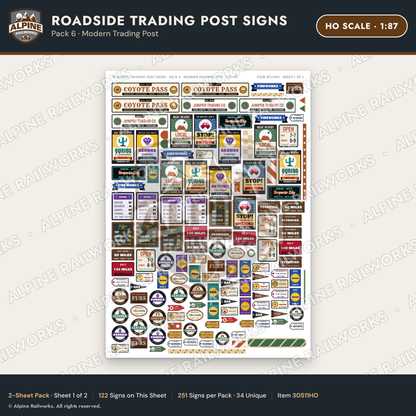 Alpine Railworks 30511HO HO Scale Roadside Trading Post Signs