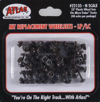 Atlas Model Railroad 22135 N Scale Plastic 33" Low Profile Replacement Wheelsets -- For Micro-Trains(R) Trucks pkg(48)