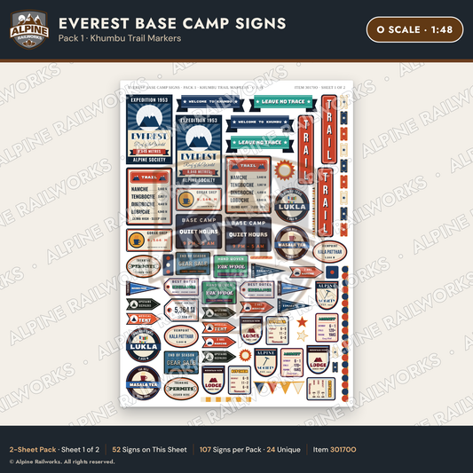 Alpine Railworks 30170O O Scale Everest Base Camp Signs