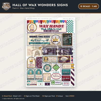Alpine Railworks 31155O O Scale Roadside Attraction Signs - Wax Museum