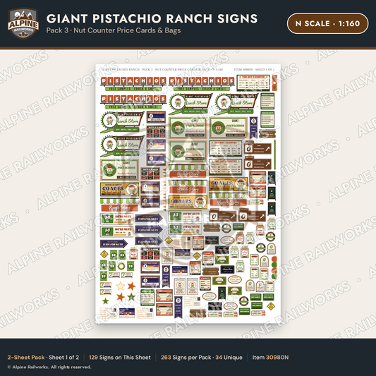 Alpine Railworks 30980N N Scale Roadside Signs - Giant Pistachio