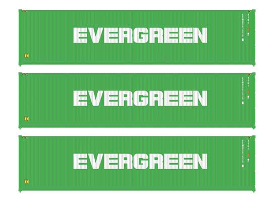 Walthers Scenemaster 18250 HO Scale 40' Fully Corrugated Container 3pk Evergreen
