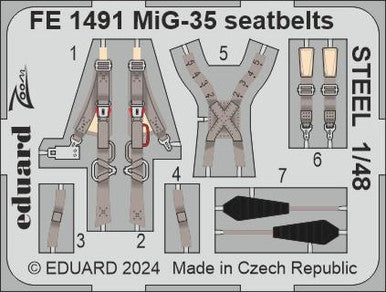 Eduard FE1491 1/48 MiG-35 Seatbelts STEEL Zoom Set for HOBBY BOSS