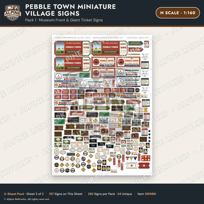 Alpine Railworks 31056N N Scale Roadside Signs - Miniature Village