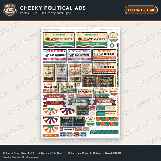 Alpine Railworks 30059O O Scale Cheeky Political Ads