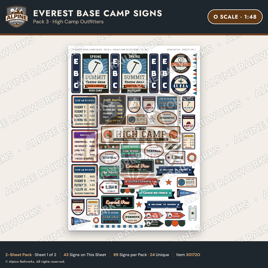 Alpine Railworks 30172O O Scale Everest Base Camp Signs