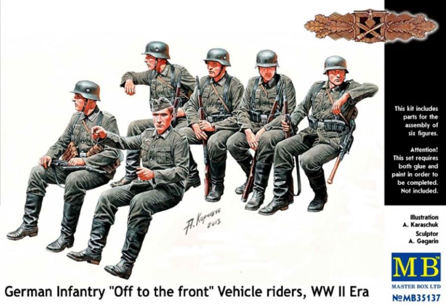 Master Box Models 35137 1/35 WWII German Infantry Off to the Road Vehicle Riders