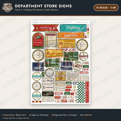 Alpine Railworks 30047O O Scale Department Store Signs