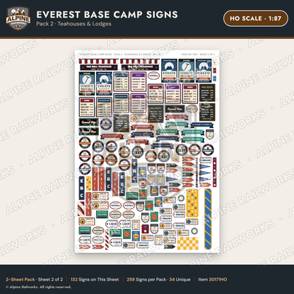 Alpine Railworks 30171HO HO Scale Everest Base Camp Signs - Teahouses