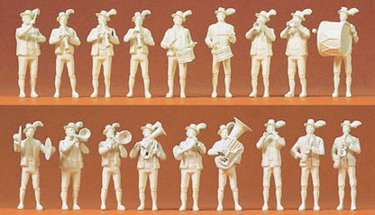 Preiser 16353 HO Scale Working People Bavarian Band - Unpainted
