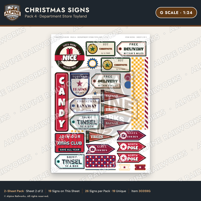 Alpine Railworks 30359G G Scale Christmas Signs