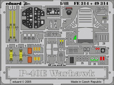 Eduard FE314 1/48 P-40E Photo Etch Interior Detail Set for Hasegawa