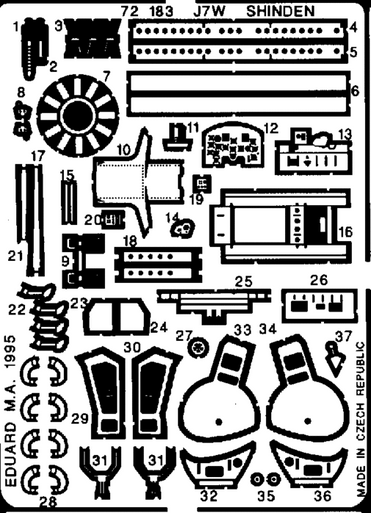 Eduard 72183 1/72 J7/W1 Shinden for HSG Photo Etch Detail Set