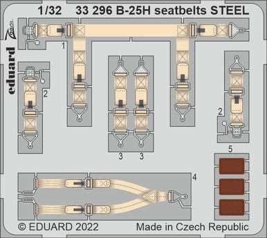 Eduard 33296 1/32 B-25H Seatbelts Steel for HKM (Pre-Painted)