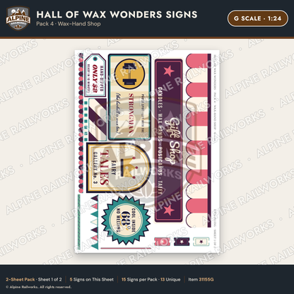 Alpine Railworks 31155G G Scale Roadside Attraction Signs - Wax Museum
