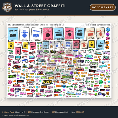Alpine Railworks 30530HO HO Scale Wall & Street Graffiti Cut-Outs