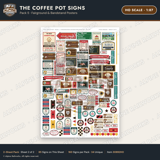 Alpine Railworks 30892HO HO Scale Roadside Signs - Coffee Pot Diner
