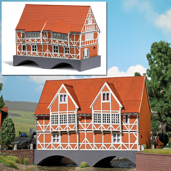 Busch 1656 HO Scale Half-Timber Wismar Bridge House -- Laser-Cut Kit