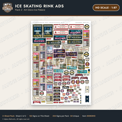 Alpine Railworks 30063HO HO Scale Ice Skating Rink Ads
