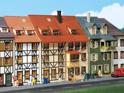 Faller 130431 HO Scale 2 Relief Houses (Cream) Model Kit