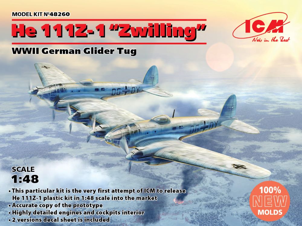 ICM Models 48260 1/48 WWII German He111Z1 Zwilling Glider Tug Aircraft