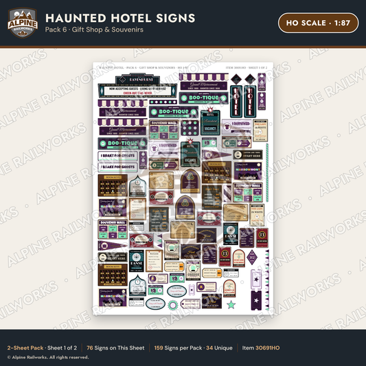 Alpine Railworks 30691HO HO Scale Haunted Hotel Signs - Gift Shop